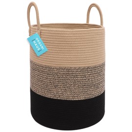 OrganiHaus Brown Woven Baskets for Storage 15x18, Boho Blanket Basket for Living Room, Toy Basket Storage for Kids, Baby Laundry Hamper, Large Storage Basket for Clothes, Basket for Blankets