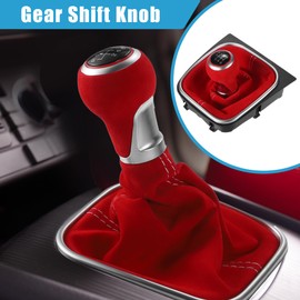 A ABSOPRO 6 Speed Car Manual Gear Shift Knob Boot for Volkswagen Golf MK7 2013-2018 Red