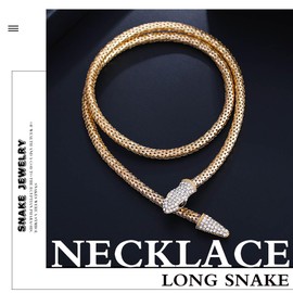 Coridy Snake Gold Necklace Bendable Snake Choker Medusa Rhinestone Necklaces Chain Jewelry For Women (Gold)