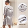 Amy Coulee Mens Satin Robe Set Lightweight Bathrobes with Shorts