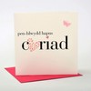 Claire Giles Hearts and Stars Welsh Happy Birthday Girlfriend/Cariad Card,grey|pink
