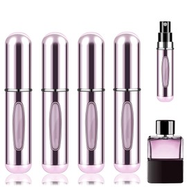 Mini Atomizador Perfume Recargable,5 ml Dispensador de Perfume Aluminio Portátil,4pcs Botella de Perfume Rellenable Atomizador,Spray de Perfume de Lle