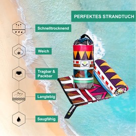 4Monster Microfibre Beach Towel, Ultra-Light, Sand-Resistant Towel, Quick-Drying, Absorbent Sports Towel for Beach, Pool, Water Sports, Yoga, Fitness