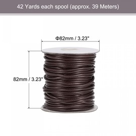 sourcing map 3mm Waxed Polyester String Cord 39M (42-Yards) Beading Thread Crafting Rope for Jewelry Making Bracelet Necklace Weaving, Dark Brown