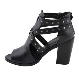 Milwaukee Leather MBL9454 Women's Black Studded Strap Fashion Casual Sandal with Platform Heel - 10