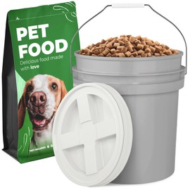 EconoHome Pet Food Storage Container – Holds Up to 25 lbs – Airtight Food Storage with Gamma Seal Lid – Heavy-Duty 90MIL Food Grade, BPA-Free Plastic – Easy Carry Handle – Grey
