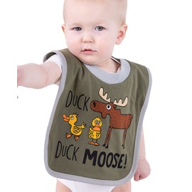 LazyOne Animal-Print Baby Bibs, Cute Baby Shower Gifts, One Size, Green (Duck Duck Moose, ONE SIZE)
