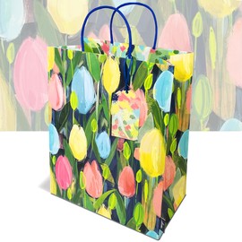 Chearful tulip Premium Gift Bag | Large 25.6cm wide x 32cm tall x 12.5cm deep | Printed on the inside | Designed in the UK | sustainably sourced and recyclable