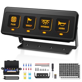 Wireless 4 Gang Switch Panel, Multifunctional Waterproof 12V Switch Panel, 60A Universal Relay Switch Box with 2 Light Memory Function & 4 Control Modes for Truck SUV UTV ATV Marine RV