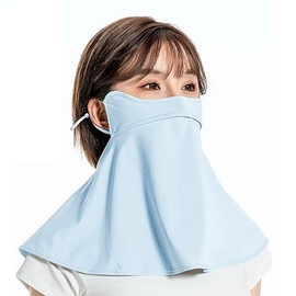 VEVE & MIKI Face Cover, Neck Guard, UPF50, Summer, Cool to Contact -5°C, Washable, Sunscreen Protection, Repeatedly, Sweat Absorbent, Quick Drying, UV Protection, Chase Cover, blue