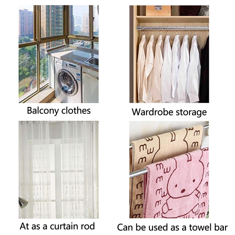 31-52 cm Wardrobe Rail, Extendable Stainless Steel Clothes Rail Pole
