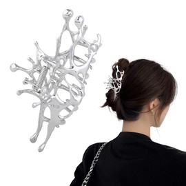 Metal Hair Clips Women Girls Kids Silver Hair Accessories Elegant Hair Clips Thick Hair Accessories for Parties, Weddings, Daily, Work (Liquid Effect)