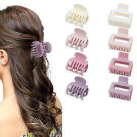 ZEPIQOR Small Hair Clips for Women, Pack of 4 Rectangular Matte Hair Clips with a Width of 1.6 inches and 4 Double Rows with 1.6 in Prongs, Hair Clips for Women, Hair Clips Women