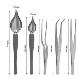FOCCTS 5Pcs Plating Tools Culinary Set, Stainless Steel Cooking Tweezers Drawing Spoon Drizzle Decorating Spoon Precision Tongs with Precision Serrated Tips, Culinary Tool Set for Plates Decorating