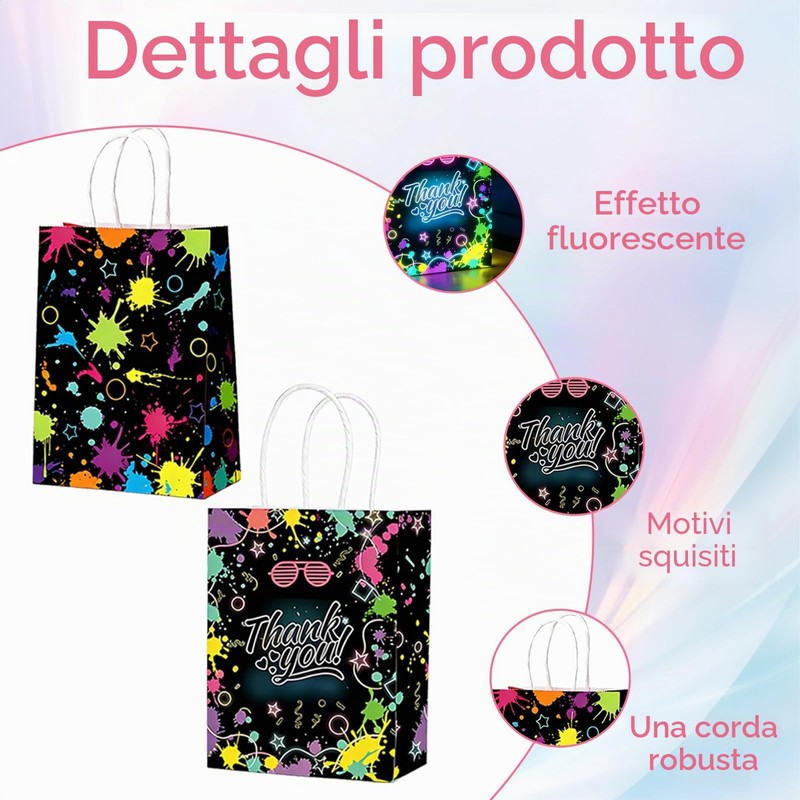 MFCGHXR Sacchetti Regalo Neon Fluorescenti per Feste: Set da 10