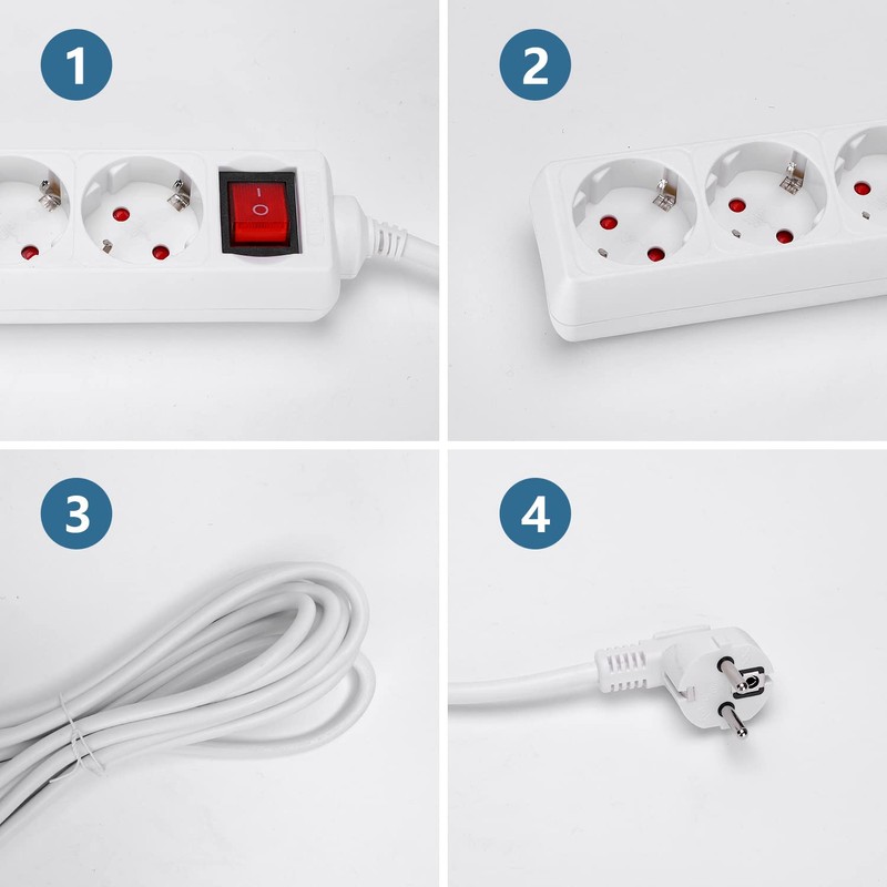 Aigostar Steckdosenleiste 2-fach mit Schalter Tischsteckdose Kindersicherung 3g1.0m㎡ 1.5 m