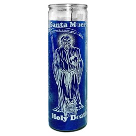 6 PCS Candles VELADORAS HOLY Death Blue Santa Muerte Azul UNSCENTED Burns 120 HRS