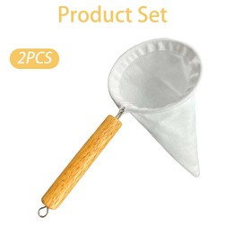 HXymxkeqi 2Pcs Reusable Flannel Coffee Filters with Wood Handle, Washable Cloth Sock Strainer for Pour Over, Cuban Coffee – 8.27 Inch Height