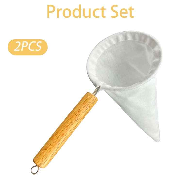 HXymxkeqi 2Pcs Reusable Flannel Coffee Filters with Wood Handle, Washable
