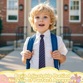 LHXzizizi Pre-tied Ties for Boys Kids, Adjustable Boys Tie Zipper Tie for Uniforms Wedding School Party Celebration Cosplay (B:navy Blue)