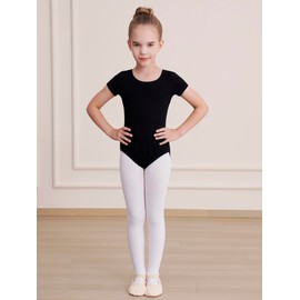 WEGETIT Leotards for Girls Gymnastics Toddler Ballet Leotard Girls Dance Shirts (Black,6-8Years)