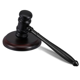 SEWACC Hammer and Block Set Wooden Hammer for Lawyer Judge Auction Court