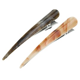 VOCOSTE Pack of 2 long metal duckbill hair clips, 5.31 x 0.83 inches, orange, brown