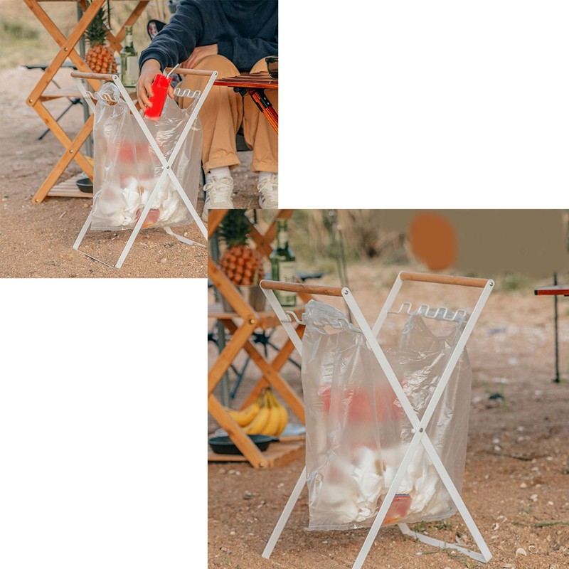 Trash Bag Holder Metal Garbage Bag Holder Portable Outdoor Leaf