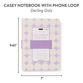 Studio Oh! Casey Notebook with Phone Holder - Stylish Design with Elastic Loops, 192 Lined Pages, 100 GSM, Coptic Binding - Ideal for Professionals, Students, Travelers - Darling Dots