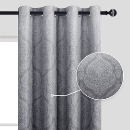 DWCN Ombre Blackout Curtains for Living Room - Thermal Insulated Block Light Energy Saving Privacy Gradient Damask Grommet Window Curtains for Bedroom, Set of 2 Panels, 52 x 63 Inch Length, Grey