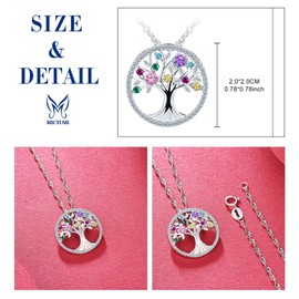 MICYUMI Damen 925 Sterling Silber Halskette Cubic Zirkonia Baum Design Anhänger mit Kette,Bunte Blätter