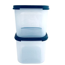 Tupperware Swiss Set of 2 x 1.9 L Black Square Compact Container Storage Modular Container Fresh Food Storage Containers