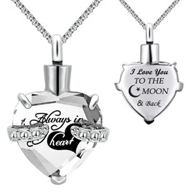 YOUFENG Urn Necklaces for Ashes Always in My Heart Heart Cremation Jewelry Memorial Pendant Birthstone Necklace (April URN)