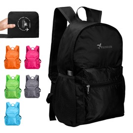 Lightweight Foldable Backpack Small Waterproof Hiking Rucksack Durable Packable Backpacks for Women Men Outdoor Hiking Biking Travelling Walking Camping (Black, Medium)