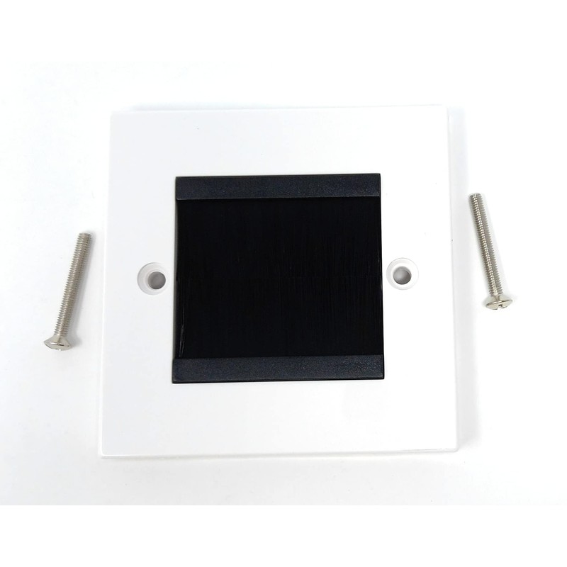 White Brush Plate Faceplate Wall Mounted Installation Tidy Cable Pass
