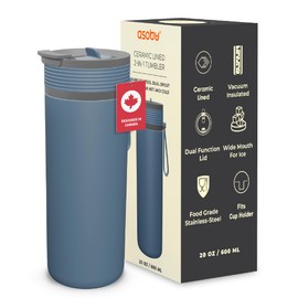 Asobu 20oz Ceramic Lined Insulated Water Bottle for Hot and Cold Drinks with 2-in-1 lid - Durable Travel Bottle with Leak-Proof Lid, Double-Wall Stainless Steel, Keeps Flavors True