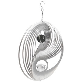 Stainless Steel Wind Chime, Orbit Yin Yang, Diameter 250 mm, Wind Chimes for Outdoor Hanging, Wind Chimes for Garden, 3D Three-Dimensional Rotating, Elegant Rotating Wind Chime, Wind Sculptures,