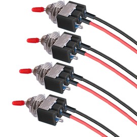 VONVOFF Toggle Switch,4pcs ON/Off SPST Switch with Pre-soldered Wire,3v/5v/12v/24v/72v/110v/220v/240v/Mini Toggle Switch for car,Truck,Light,Test Machine,Industrial Equipment.3 Pins 2 Positions,Black