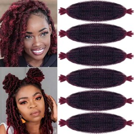FFDDear 6 Packs Pre-Separated Springy Afro Twist Hair 12 Inch Spring Twist Hair Ombre Red Marley Twist Crochet Braiding Hair for Soft Locs Hair Synthetic Hair Extensions for Women (12Inch,TBUG)
