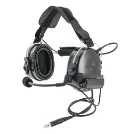 Tactical Headset with Noise Reduction/Communication Function+U94 PTT Gel Earpad Neckband Neckband Headband for Airsoft Sports (BK)