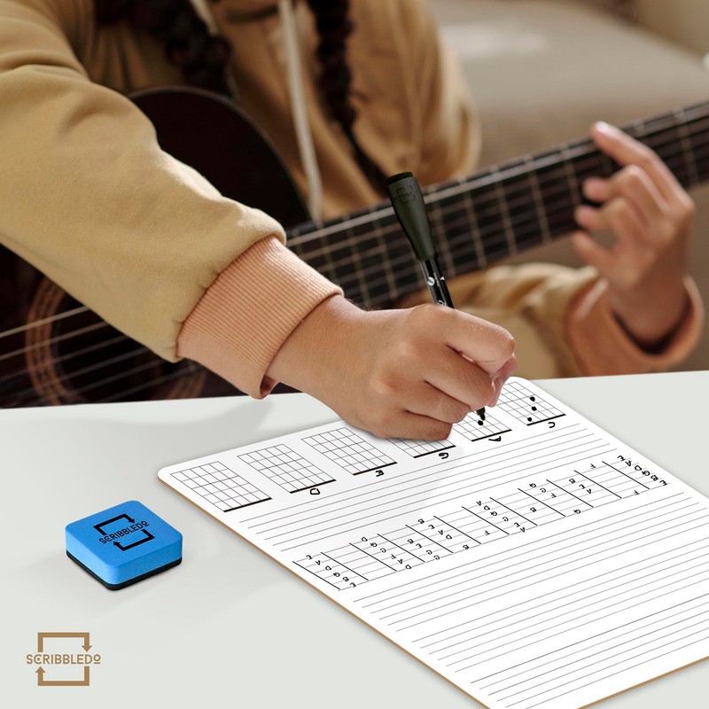 SCRIBBLEDO Guitar Practice Dry Erase White Board Lapboard 11 x