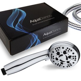 AquaDance High Pressure 6-Setting 3.5" Chrome Face Handheld Shower with Hose for the Ultimate Shower Experience! Officially Independently Tested to Meet Strict US Quality & Performance Standards!