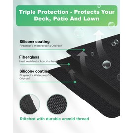 TAOMAND Large 76 x 52 inches Under Grill Mats for Outdoor Grill | Double-Sided Fireproof | Waterproof | Oil-Proof | Easy to Clean | Indoor Fireplace/Fire Pit Mat | Quality BBQ Mat for Deck Patio Lawn