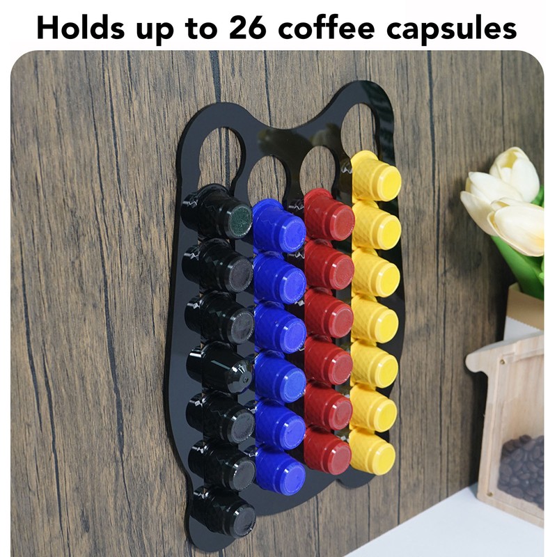 Capsule Holder Black Mount Organizer Acrylic Vertically Horizontally Mounted On