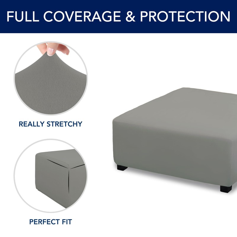 PureFit Super Stretch Form Fit Square Ottoman Cover Rectangle -