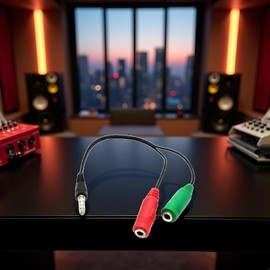Red and Green 3.5mm Audio Splitter Cable, Male to 2 Female Adapter, Headphone Mic Y Cable, Earphone Headphone Adapte