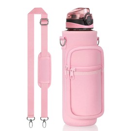 Water Bottle Bag,Water Bottle Holder with Strap for Walking,Water Bottle Carrier with Strap,Water Bottle Sling Bag Sleeve Solder Carrier for Men/Women Walking Hiking Camping. (Black)