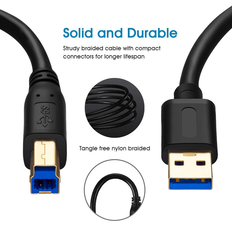 Jelly Tang USB 3.0 Cable A to B 3Ft, Superspeed
