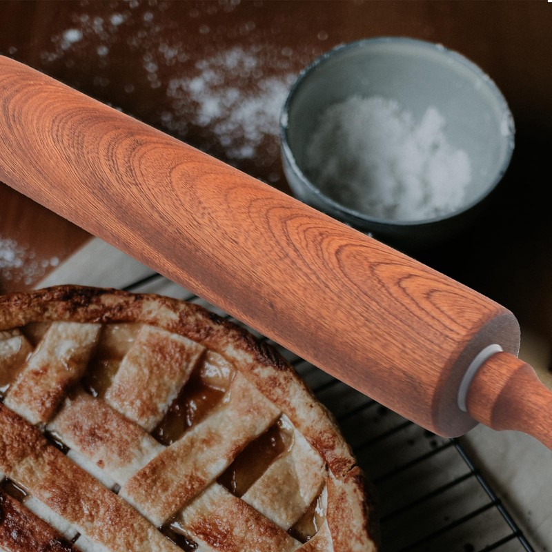 TUSIWIT Classic Sapele Wooden Rolling Pin With Handles,Wood Baking Roller