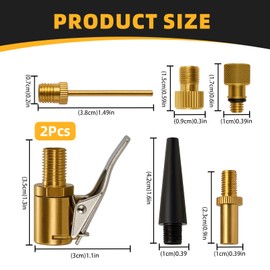 Car Valve Lever Connector Air Chuck, 2 Pieces 8 mm Car Valve Plug Air Pump Bicycle Valves Adapter Valve Adapter Bicycle for Tyre Valves with Clip Material Made of Brass